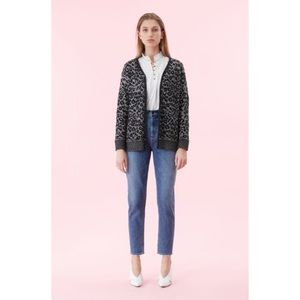 La Vie Rebecca Taylor Leopard Jacquard Cardigan